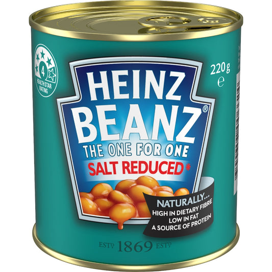 Heinz Beanz Canned Baked Breakfast Beans Salt Reduced 220g
