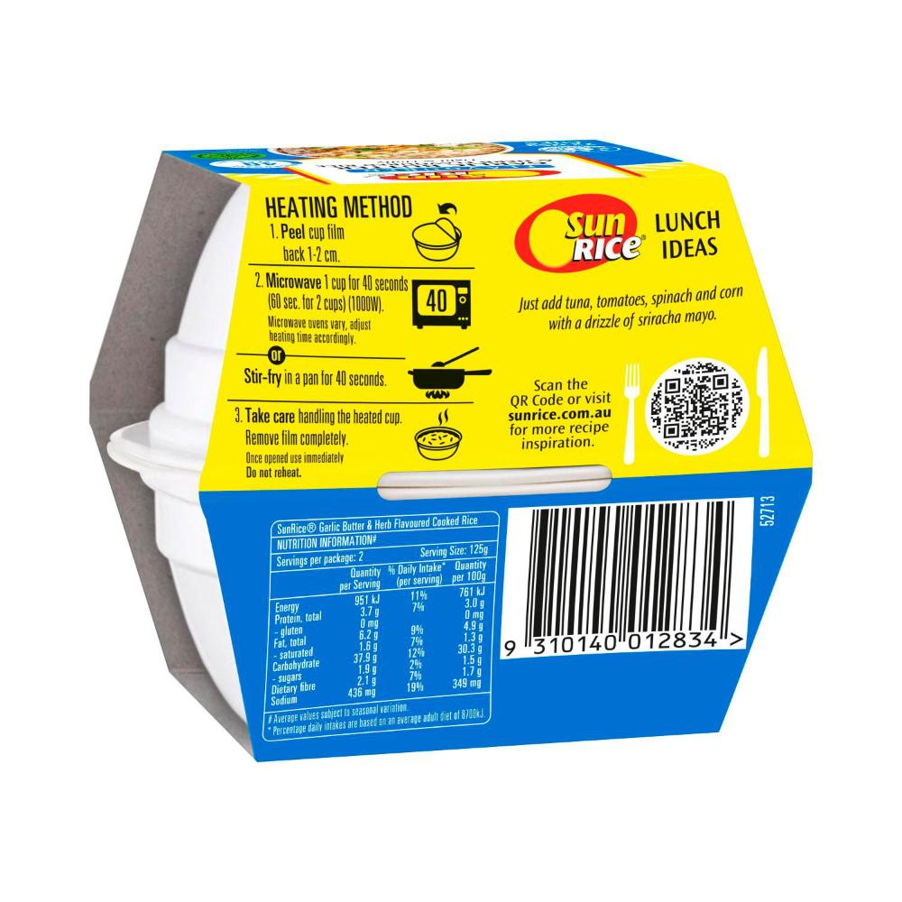 Sunrice Herb & Garlic Flavoured Rice Cup - 250g