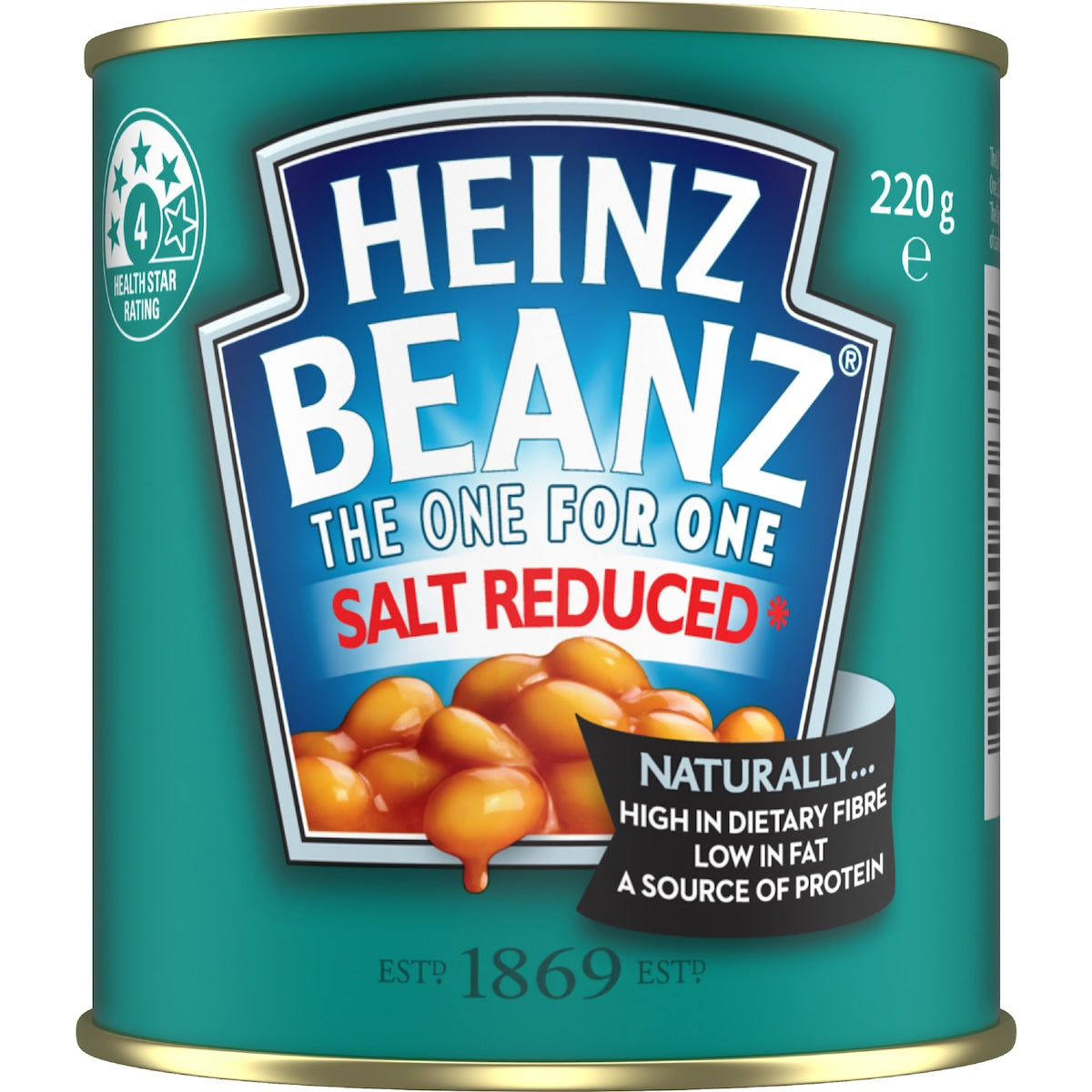 Heinz Beanz Canned Baked Breakfast Beans Salt Reduced 220g