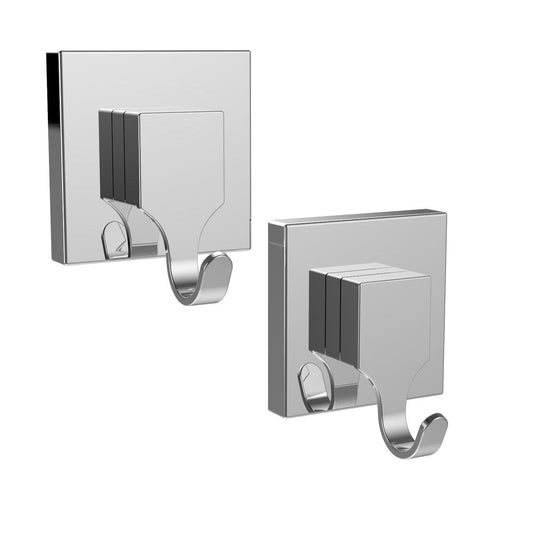 Fusion Loc 13kg Chrome Suction Bathroom Hook 2 Pack - Durable ABS - Easy Install