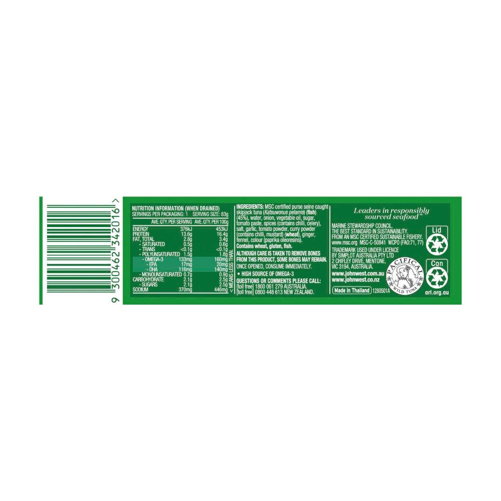 John West Tuna Mild Indian Curry - 95g