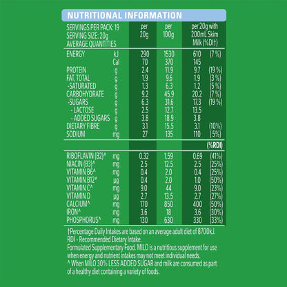 Nestle Milo 30% Less Added Sugar 395g