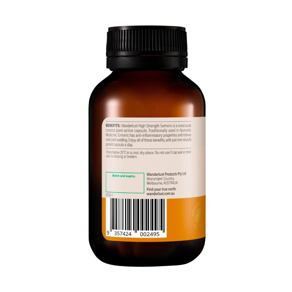 Wanderlust High Strength Turmeric Capsules - 60 pack