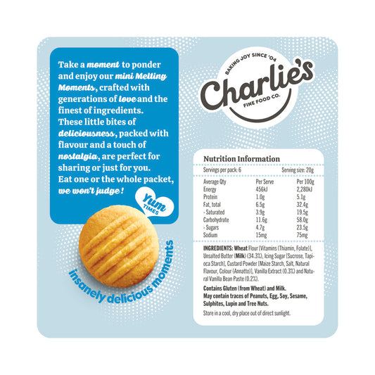 Charlies Melting Moments Biscuits Vanilla Beans - 120 GRAM