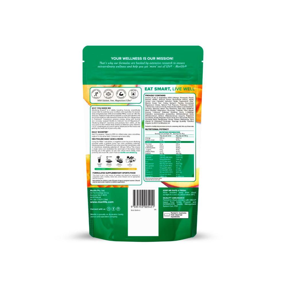 Morlife Alkalising Greens Tropical Crush - 200g