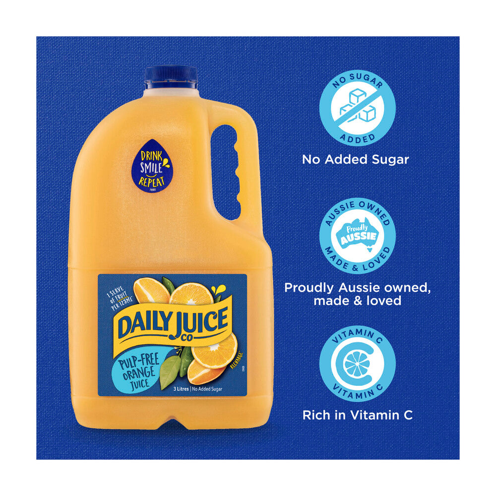 Daily Juice Orange Pulp Free No Added Sugar - 3L