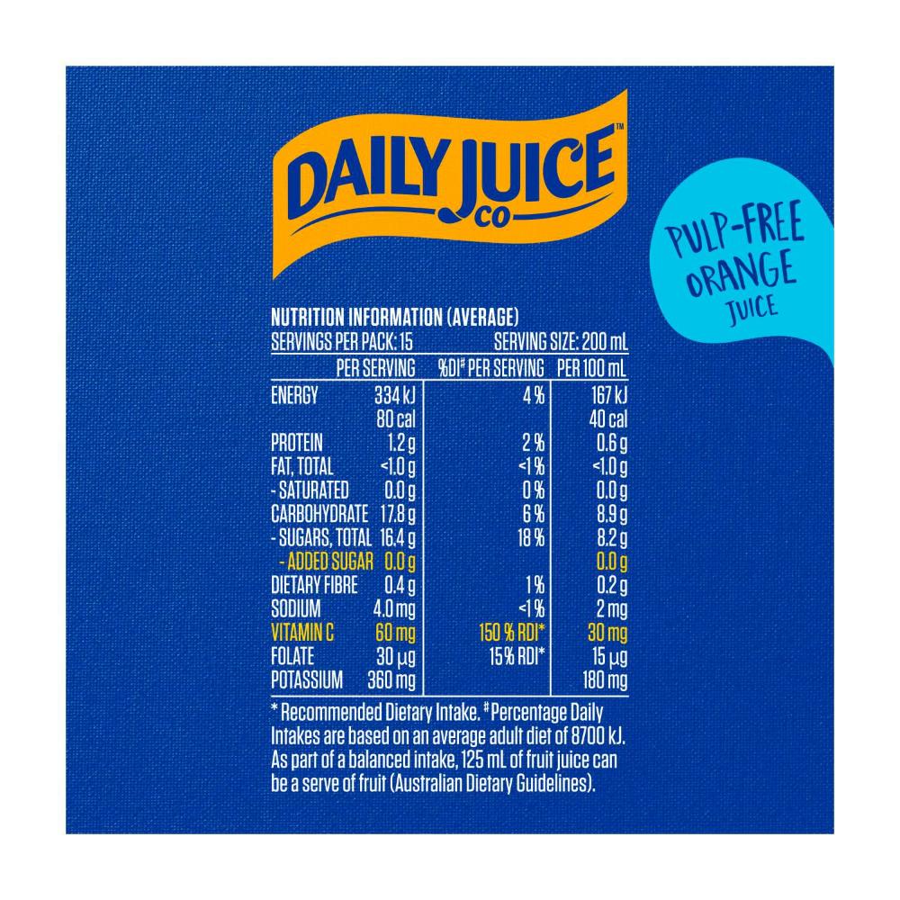 Daily Juice Orange Pulp Free No Added Sugar - 3L