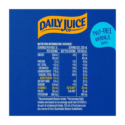 Daily Juice Orange Pulp Free No Added Sugar - 3L