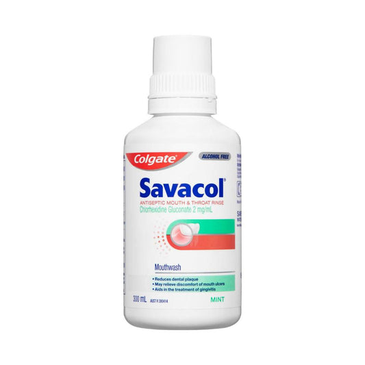 Colgate Savacol Antiseptic Original Mint Mouthwash Alcohol Free - 300mL