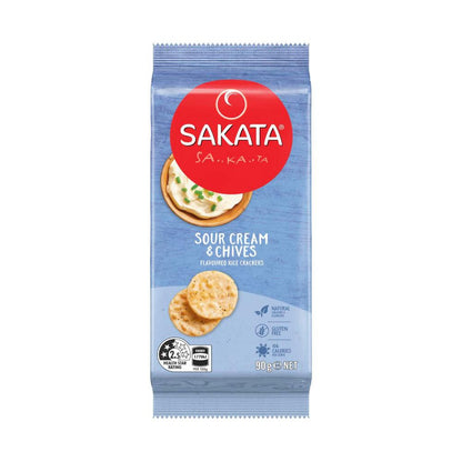 Sakata Rice Cracker Biscuits Sour Cream & Chives - 90g