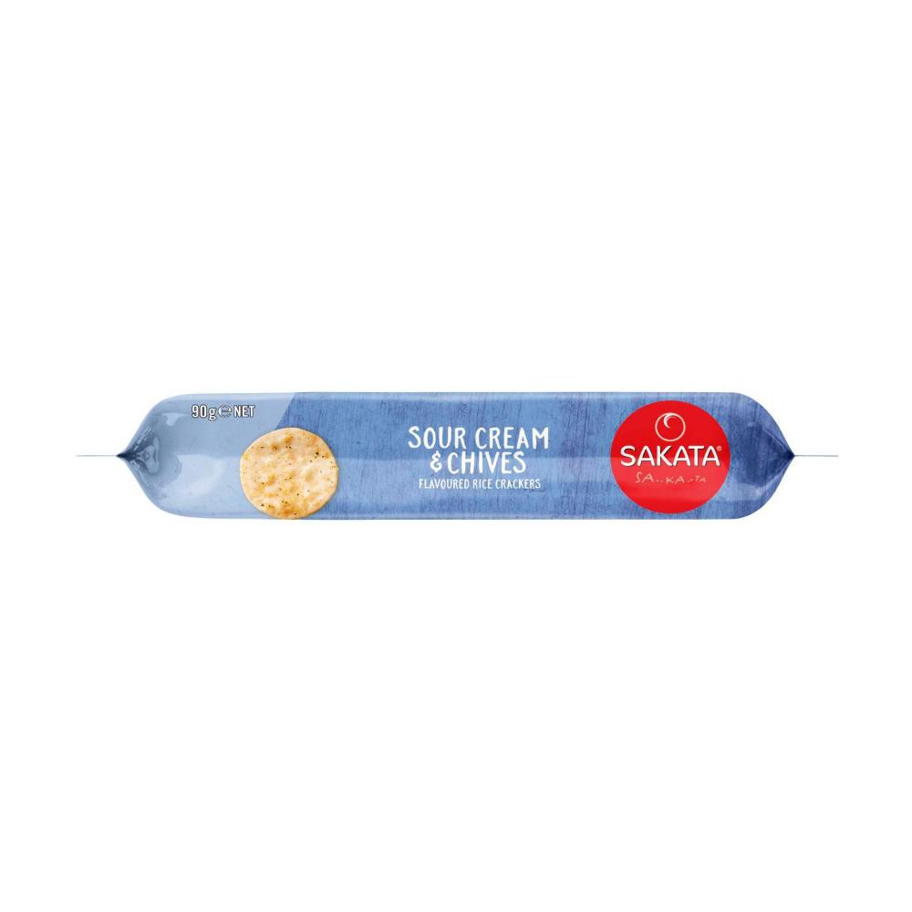 Sakata Rice Cracker Biscuits Sour Cream & Chives - 90g