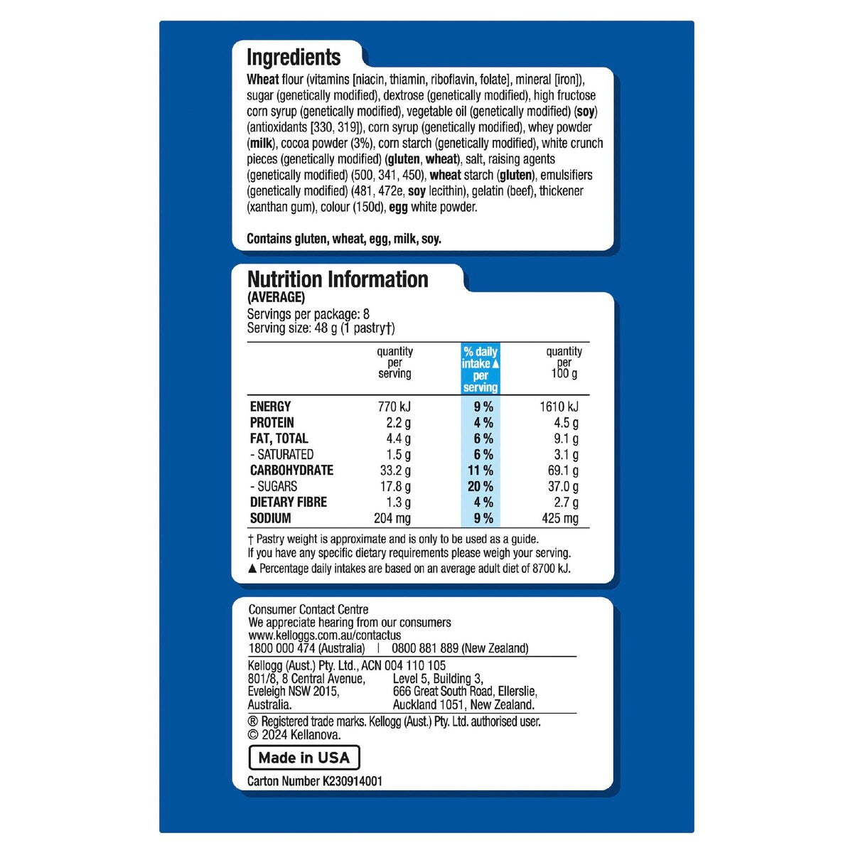 Kellogg's Pop Tarts Frosted Chocotastic Toaster Pastries 384g