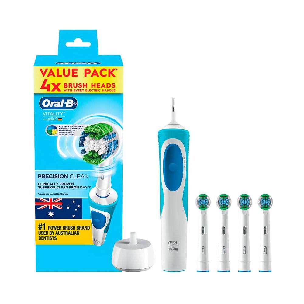 Oral B Vitality Precision Clean Electric Toothbrush + 4 Replacement Head Va ... 1 Pack