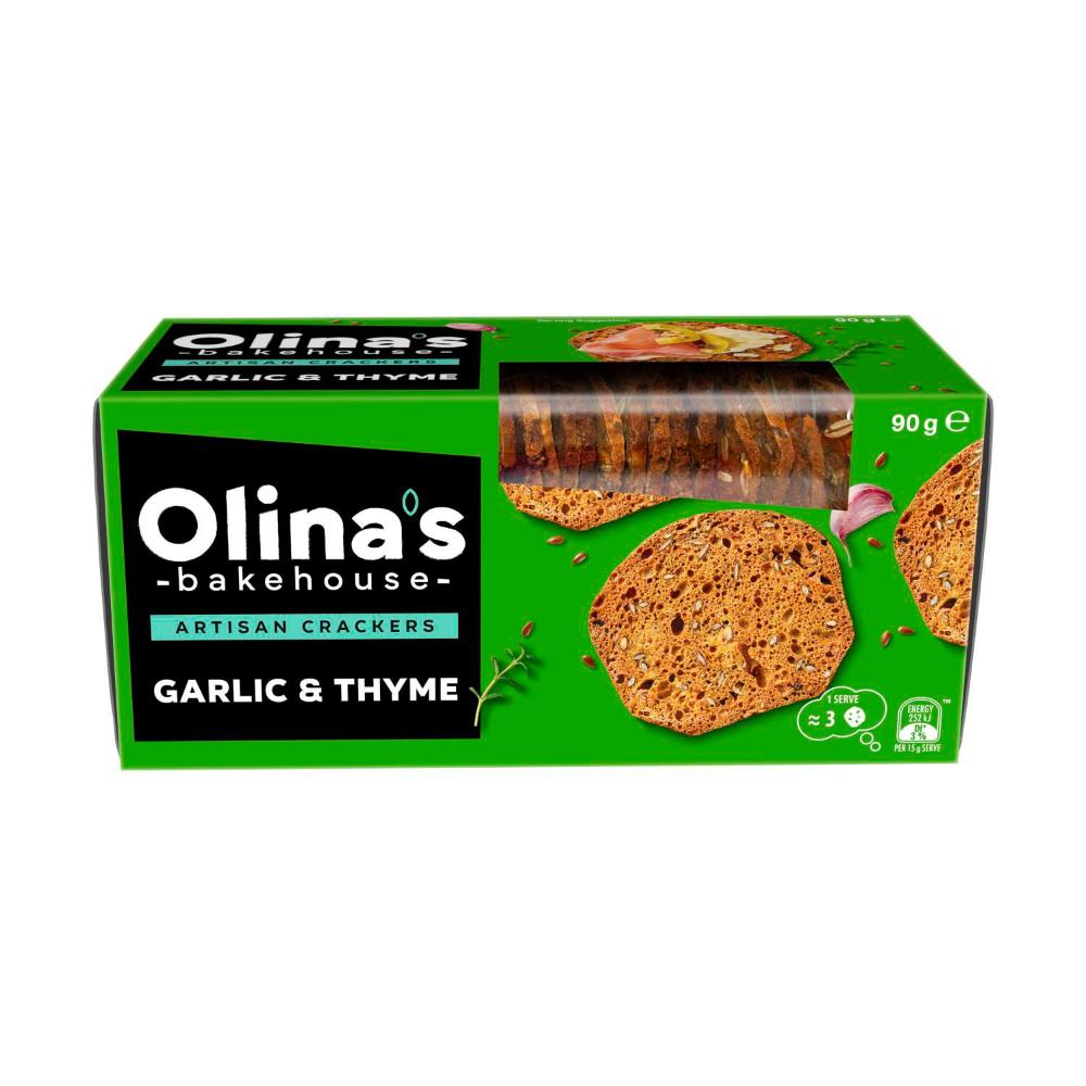 Olina's Bakehouse Artisan Crackers Garlic & Thyme - 90g