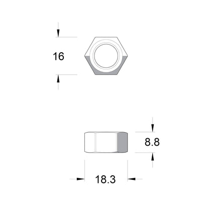 Zenith Hot Dip Galvanised Hex Nuts - M10 - 50 Pack
