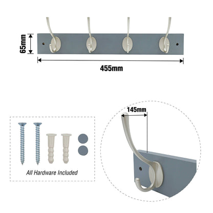 Adoored 4 Double Hook Grey Board Rack 455mm