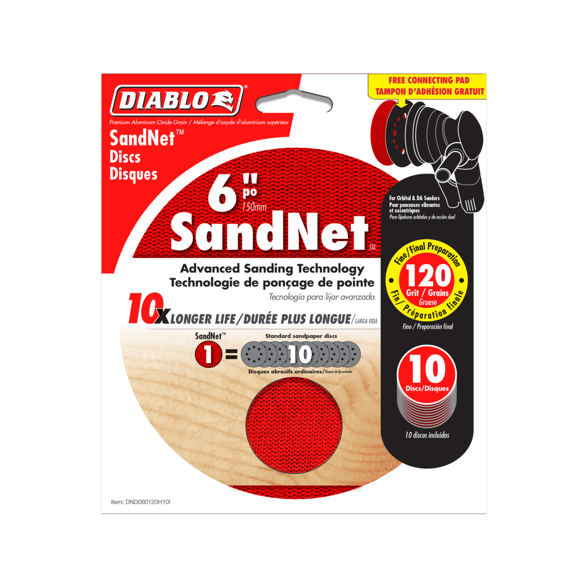 Diablo Orbital Sandnet Discs - 150mm - Red - 10 Pack - Aluminium Oxide - Clog-Reducing
