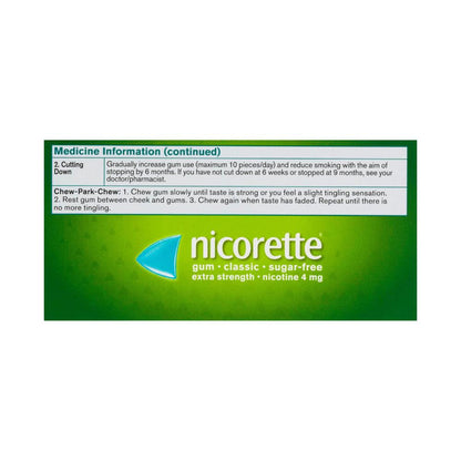 Nicorette Quit Smoking Extra Strength Nicotine Gum assic - 75 pack