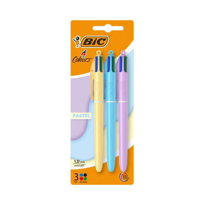 Bic 4 Colour Pen Pastel - 3 Pack