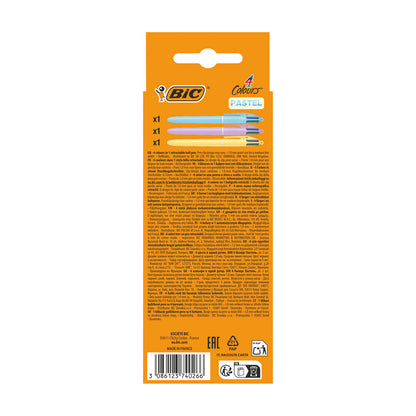 Bic 4 Colour Pen Pastel - 3 Pack