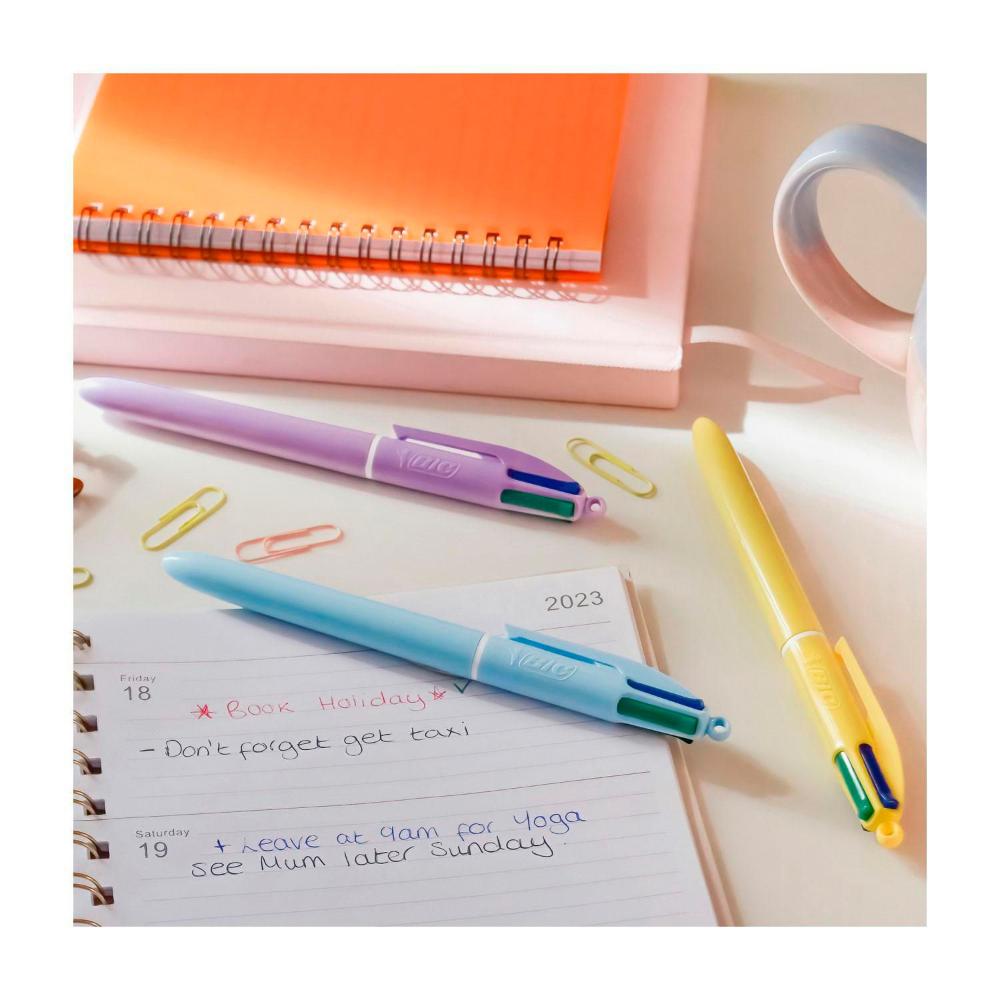 Bic 4 Colour Pen Pastel - 3 Pack