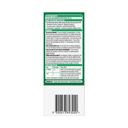 Panadol Paracetamol Pain Relief Mini Capsules - 16 Pack