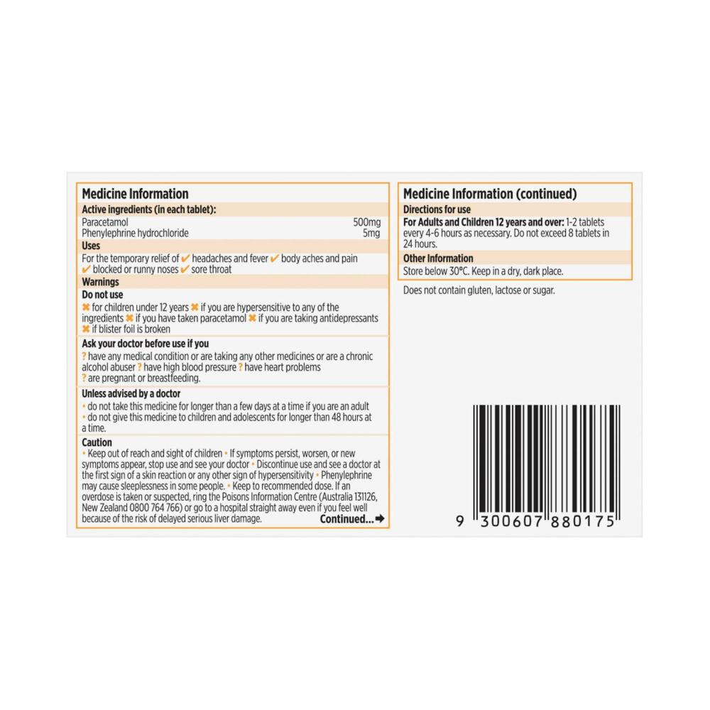 Codral Cold & Flu Decongestant Tablets - 16 pack