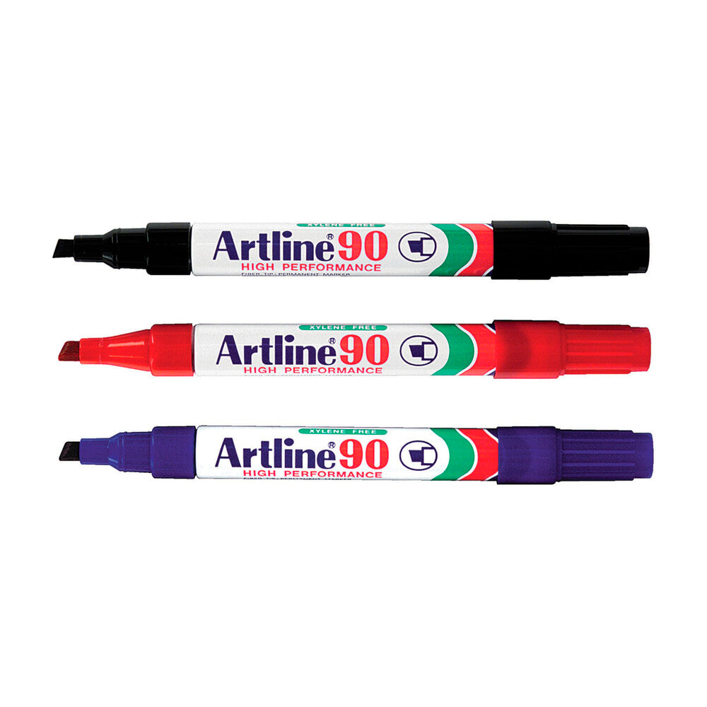Artline 90 Permanent Markers Black - 3 pack