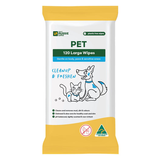 Great Aussie Wipes Pet Large Plastic Free Wipes - 120 Pack