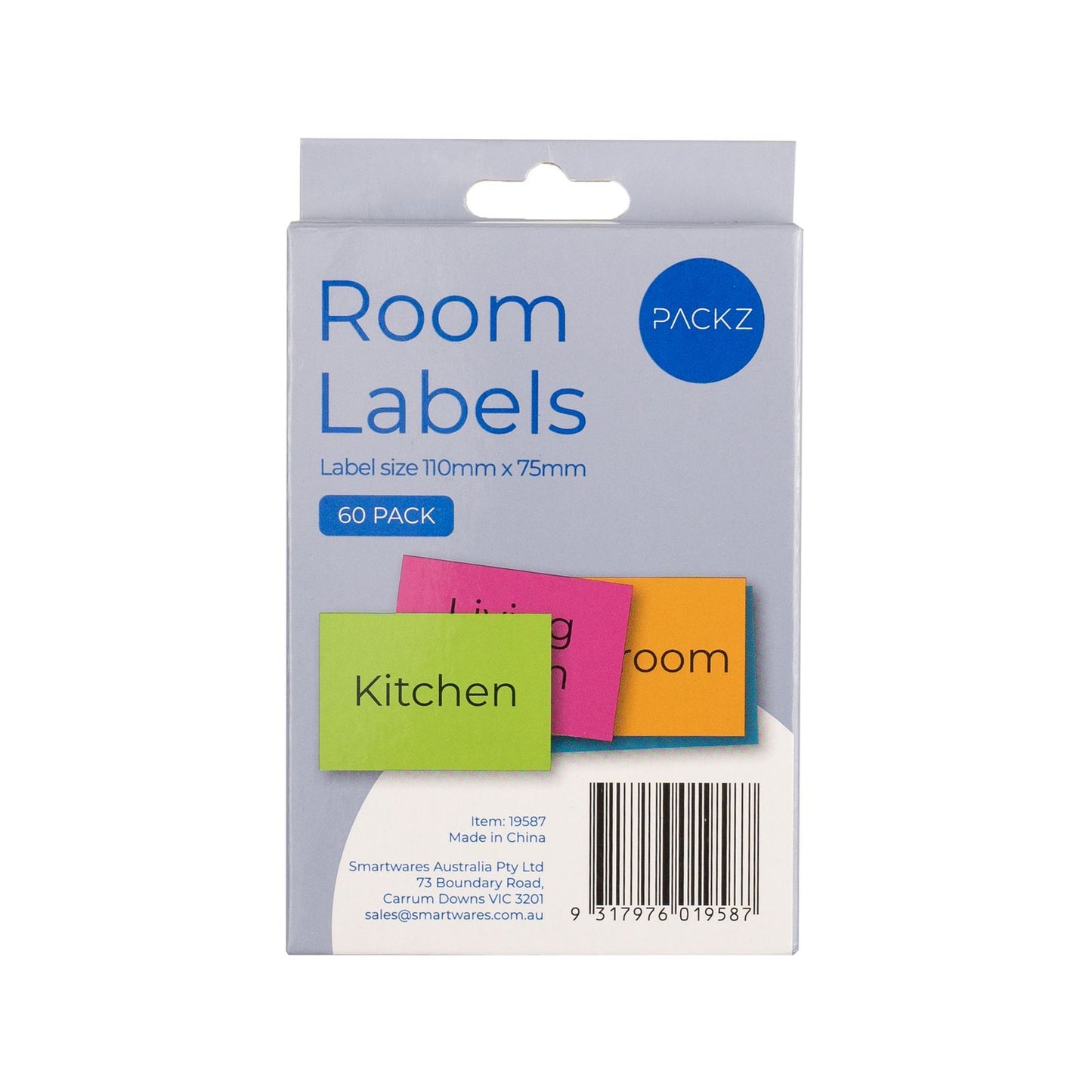 Packz Room Labels - 110 x 75mm - 60 Pack