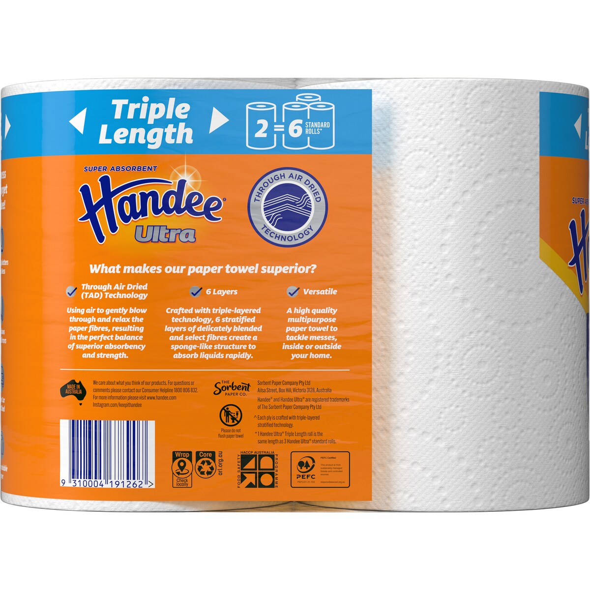 Handee Ultra Triple Length Paper Towels 2 Pack