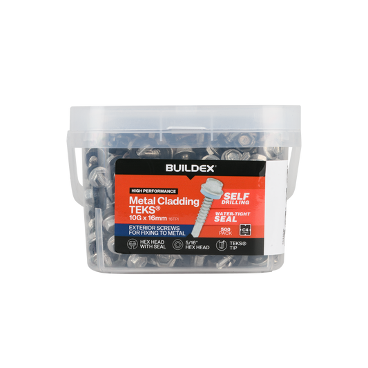 Buildex Teks Screws - 10g x 16mm - Class 4 - 500 Pack