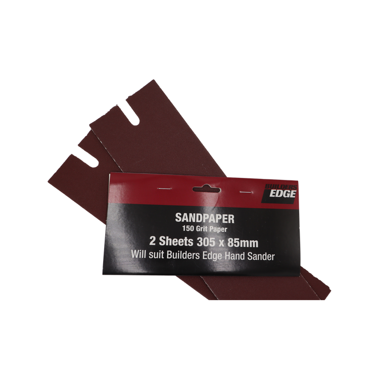 Builders Edge Plaster Tool 305 x 85mm 150 Grit Sand Paper - 2 Pack