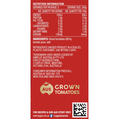 Leggo's Australian Grown Diced Tomatoes 400g
