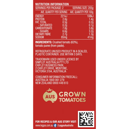 Leggo's Australian Grown Crushed Tomatoes 410g