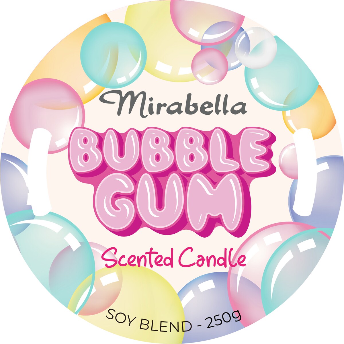 Mirabella Soy Blend Candle Bubble Gum 250g
