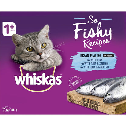 Whiskas So Fishy 1+ Years Wet Cat Food Ocean Platter In Jelly 85g X 12 Pack