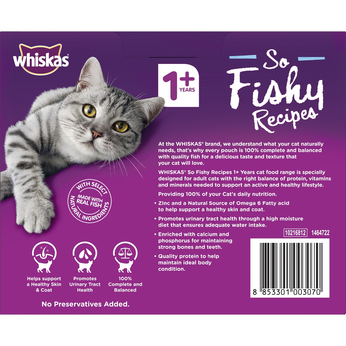 Whiskas So Fishy 1+ Years Wet Cat Food Ocean Platter In Jelly 85g X 12 Pack