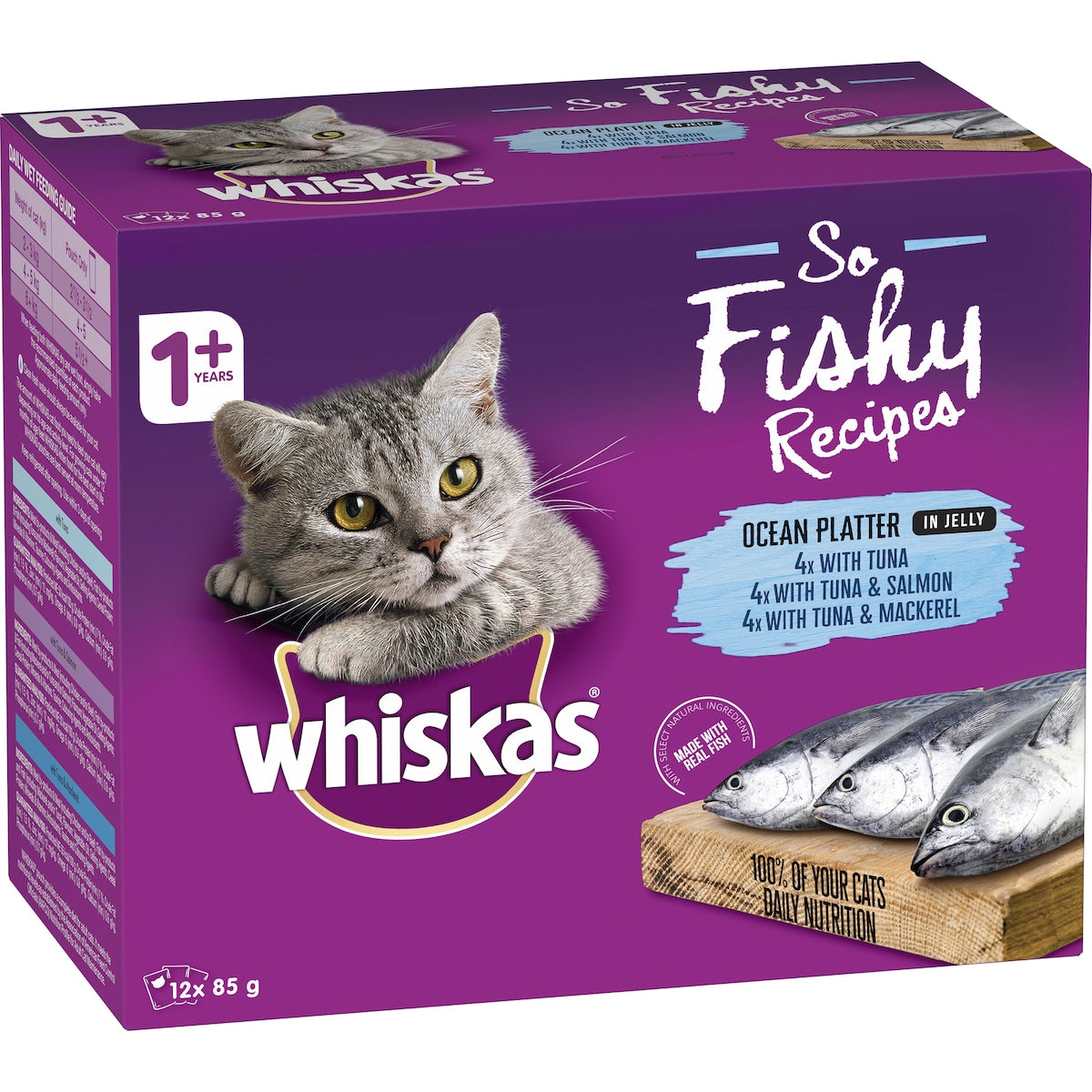 Whiskas So Fishy 1+ Years Wet Cat Food Ocean Platter In Jelly 85g X 12 Pack