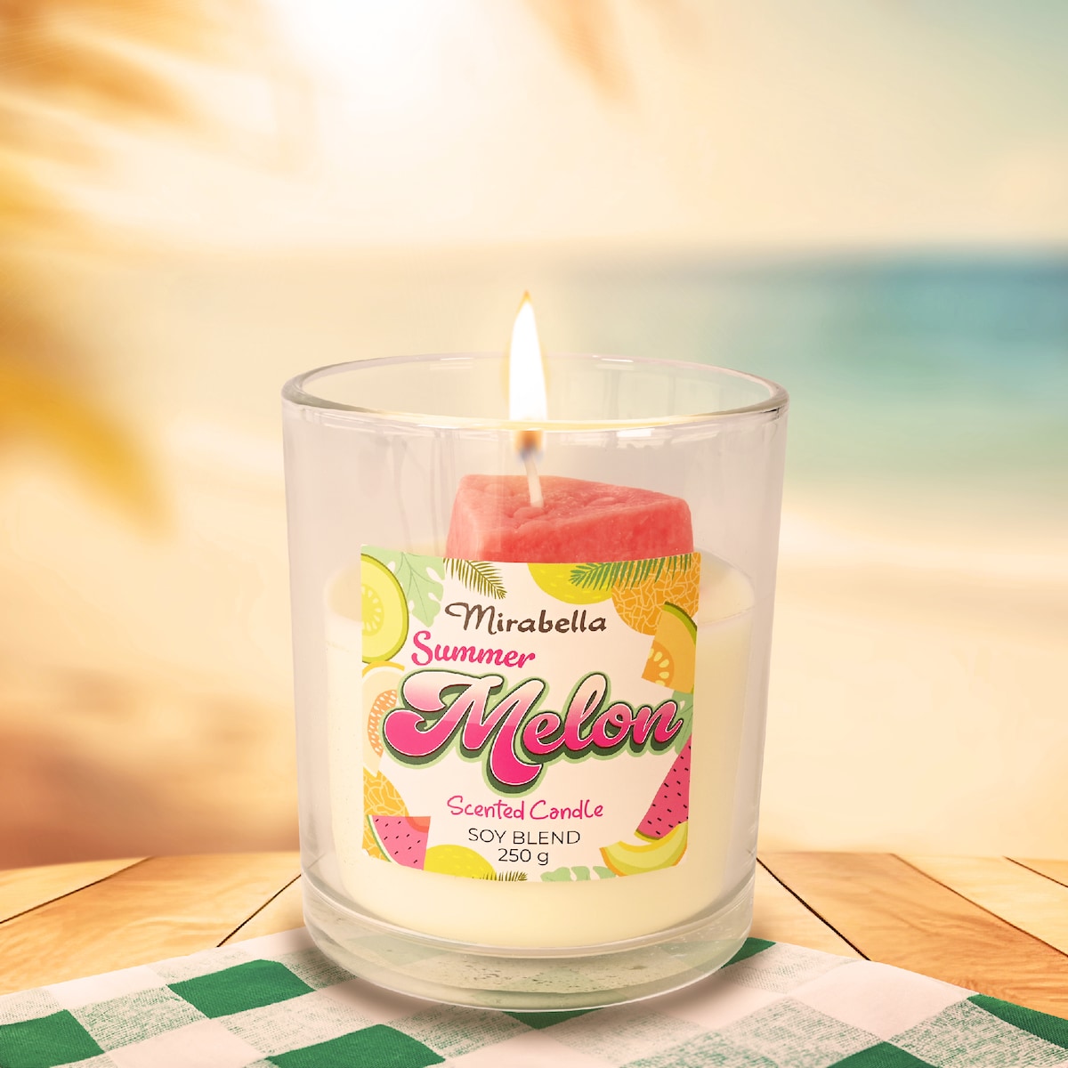 Mirabella Summer Melon Scented Soy Blend Candle 250g