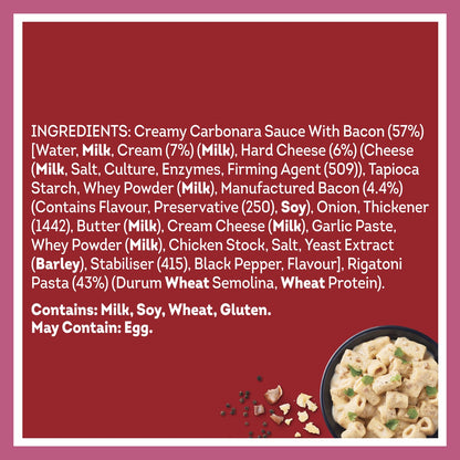 Heinz Rigatoni With Creamy Carbonara Pasta Meal 350g