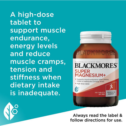 Blackmores Super Magnesium+ Muscle Health Vitamin Tablets 100 pack
