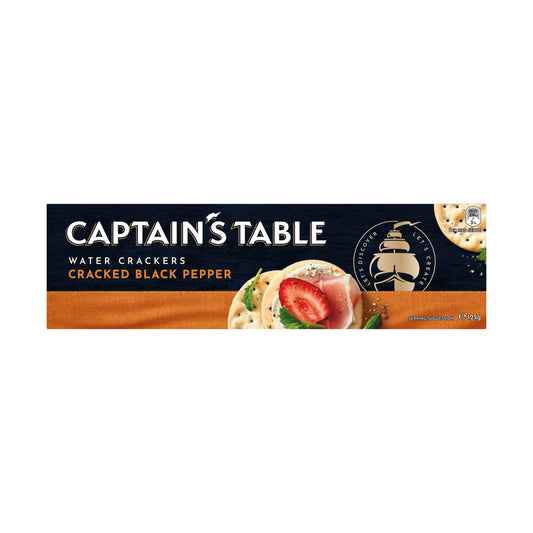 Captain's Table Water Crackers Cracked Black Pepper - 125g