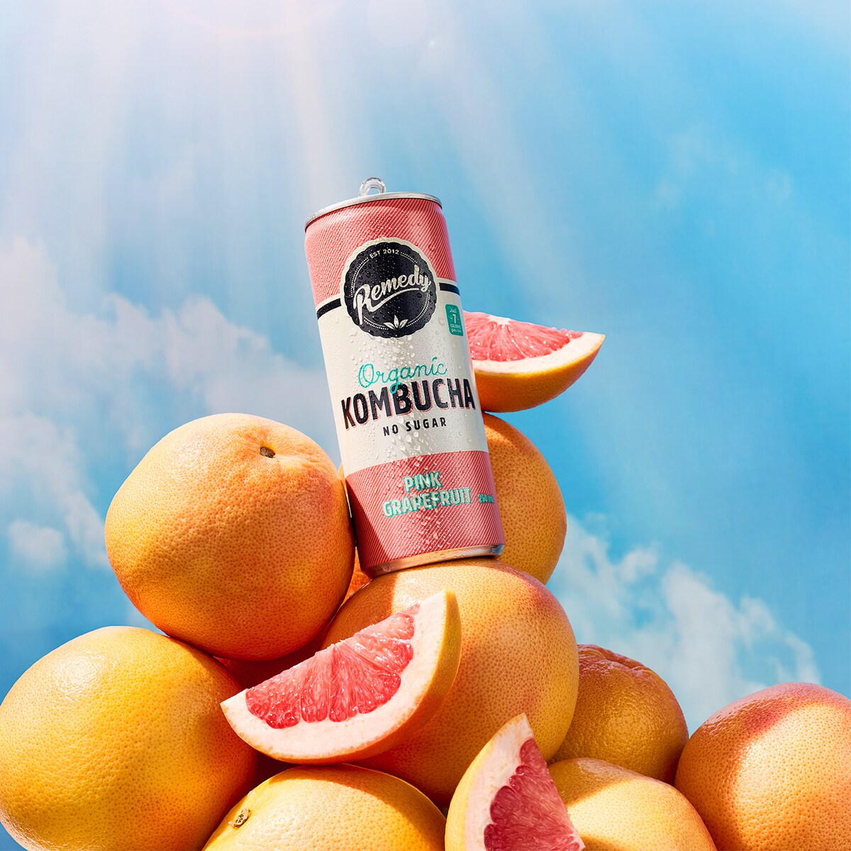 Remedy Organic Kombucha Pink Grapefruit 250ml X 4 Pack