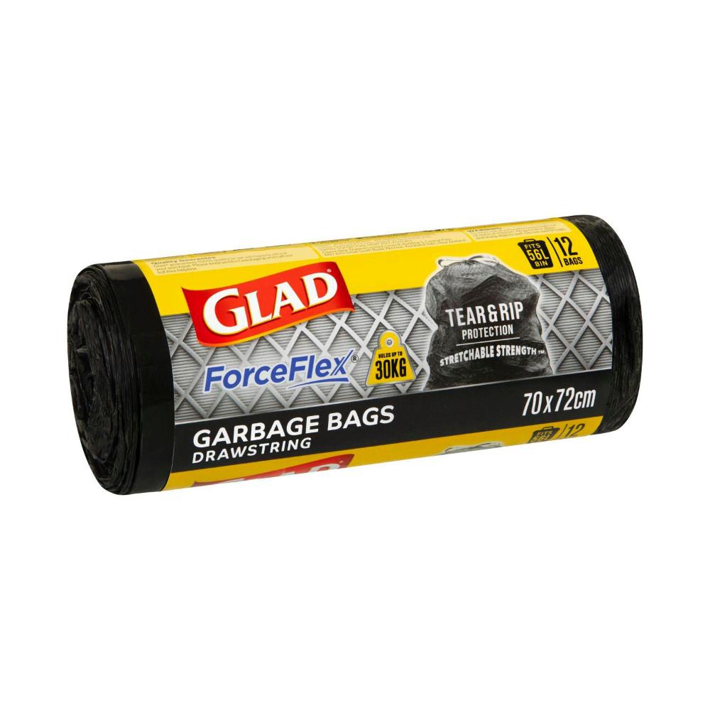 Glad Forceflex Drawstring Garbage Bags - 12 Pack