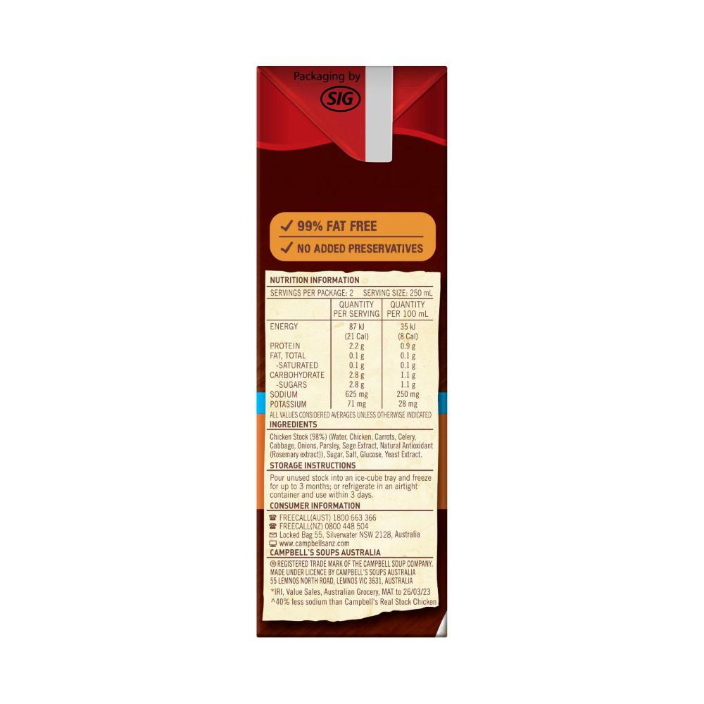 Campbell's Real Stock Chicken Stock Salt Reduced - 500mL