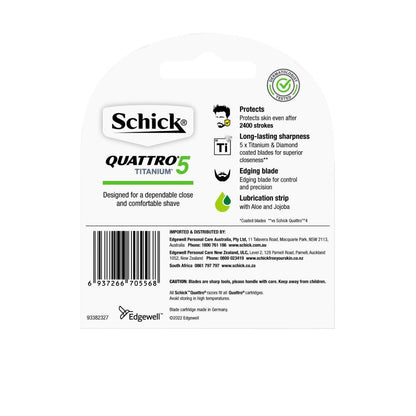 Schick Quattro Titanium 5 Razor Blades - 4 pack