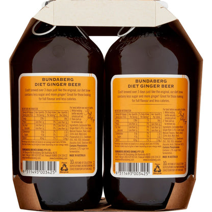 Bundaberg Diet Ginger Beer 375ml X4 Pack