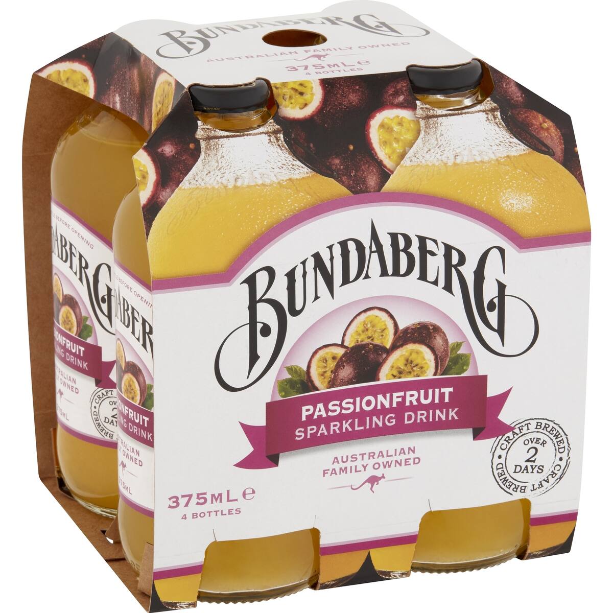 Bundaberg Sparkling Passionfruit Drink 375ml X 4 Pack