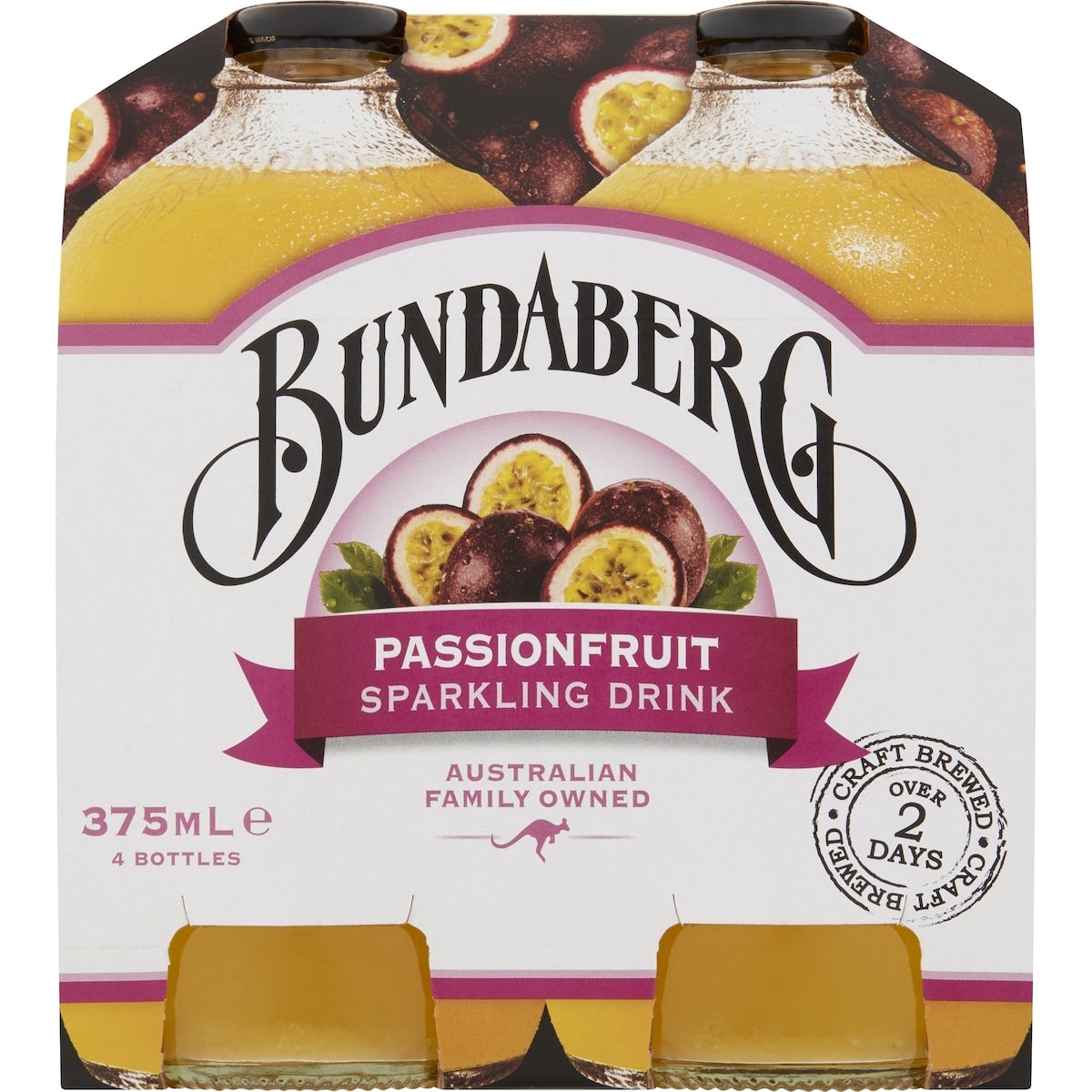 Bundaberg Sparkling Passionfruit Drink 375ml X 4 Pack